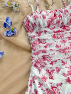 Women'S New Floral Print Halter Dress, Fashionable And Elegant, All-Season Wear - Red