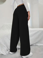 Women'S All-Season Long Pants, Back-To- Trendy Playful Graffiti Dark Angel Statue Element Themed Printed Casual Trousers, Elastic Waist Drawstring Design, Daily Commute/Campus/Casual Outing Versatile Style - Black