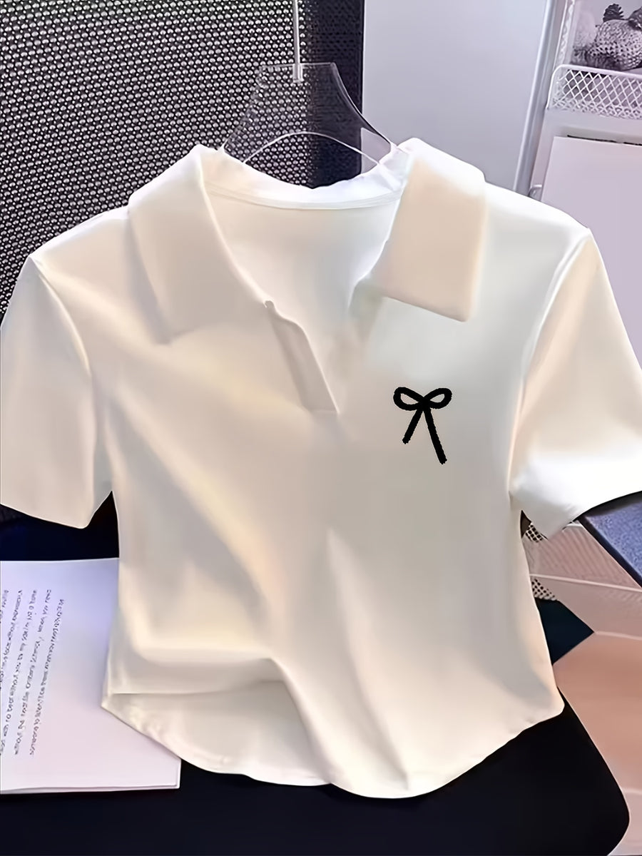 Women'S Summer Short-Length Sexy And Slim-Fit Stretchy Short-Sleeve T-Shirt in White, Casual And Fashionable Blouse Style - White