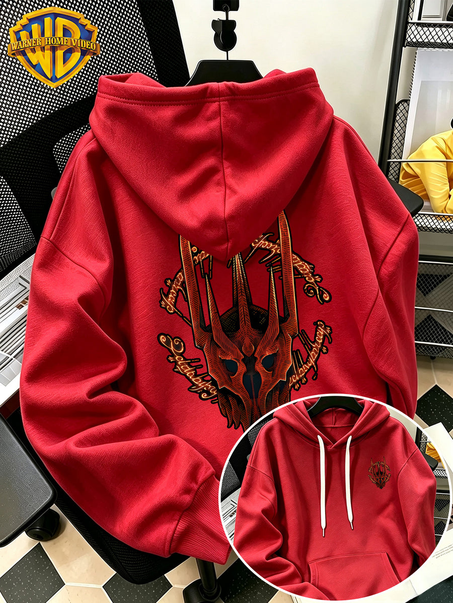 Authorized by Warner Bros., 2026 New Soren Helmet with Red Print, Men'S Hoodie, Hooded Sweatshirt, Kangaroo Pocket And Drawstring Hat, Suitable for Daily And Outdoor Sports Wear, Autumn And Winter Warm Jacket, Fashionable Jacket - Red