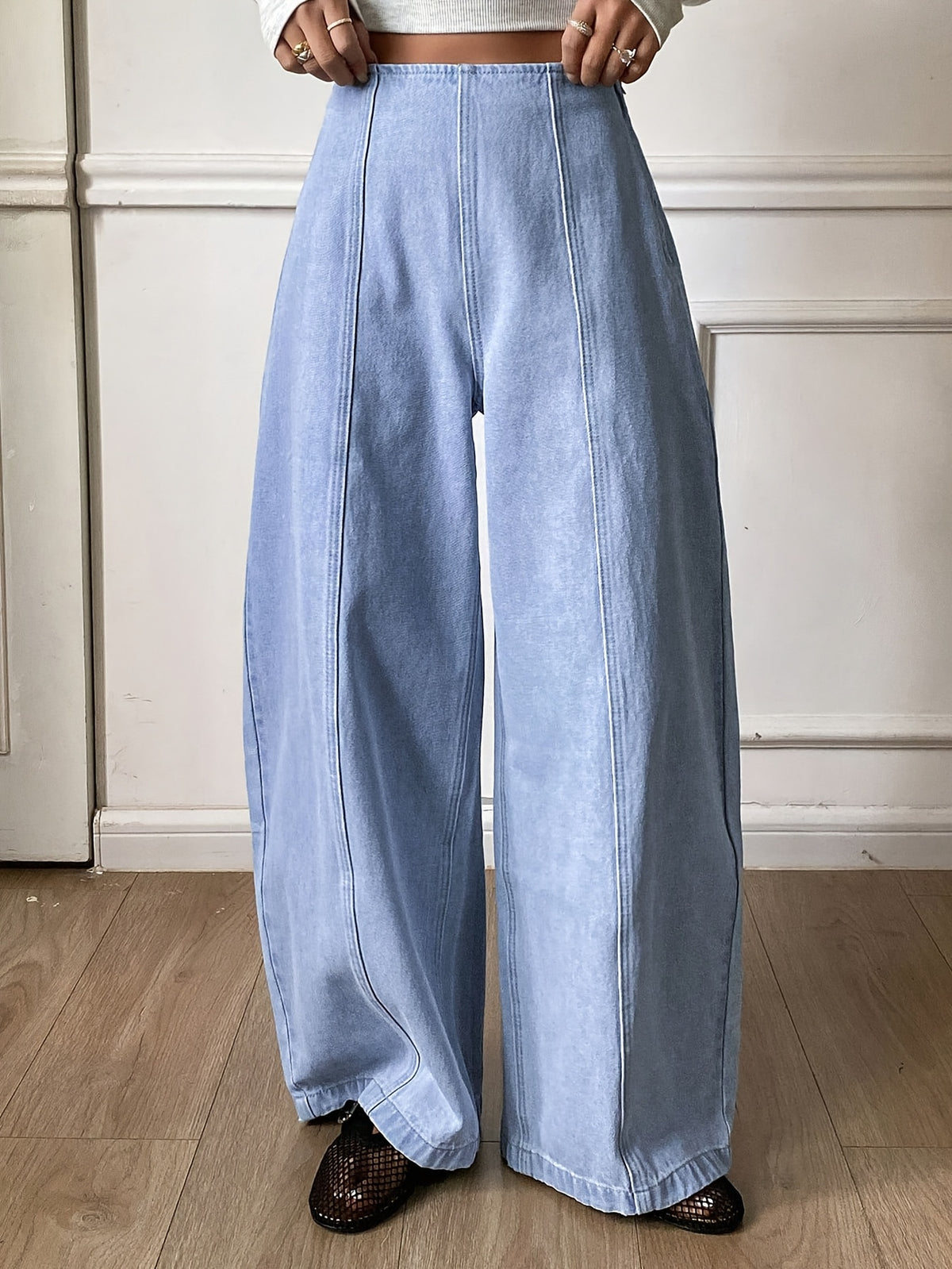 GILIPUR Women's Korean Style Loose Fit Casual Jeans, Small Size - Blue