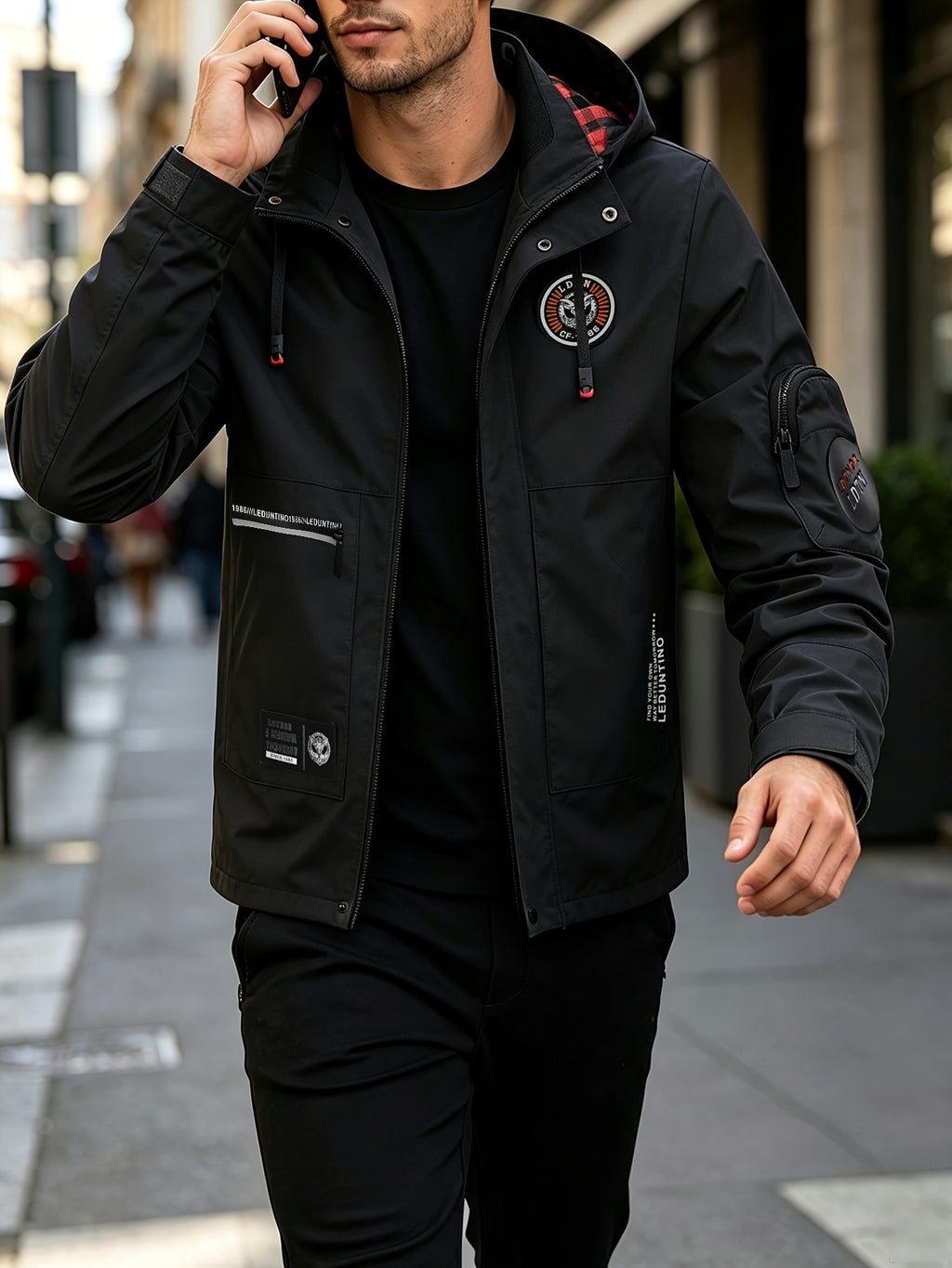 Men's Spring-Autumn New Style Fashion Zipper Jacket - Fashionable and Versatile Outdoor Daily Casual Commuting Jacket - Multi-pocket Hooded Jacket - Can Also Be Given as a Gift to Others - Black