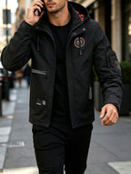 Men's Spring-Autumn New Style Fashion Zipper Jacket - Fashionable and Versatile Outdoor Daily Casual Commuting Jacket - Multi-pocket Hooded Jacket - Can Also Be Given as a Gift to Others - Black