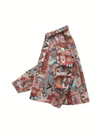 Men'S American Retro All-Over Floral Woven Teddy Bear Shirt Jacket, Men'S Autumn Premium Trendy Brand Bad Boy Influencer Casual Shirt - Dusty Rose