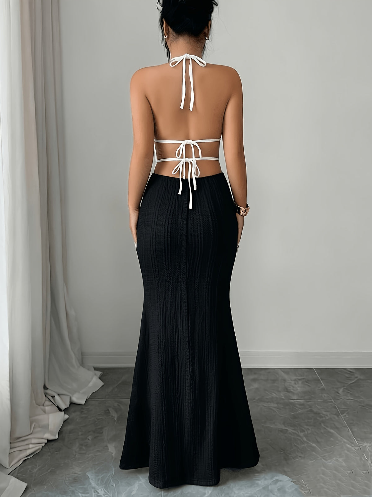 Trendy Women'S Textured Bodycon Cami Dress, Sexy Vacation/Date Night Wear, Black with Edging, Spring Summer - Black