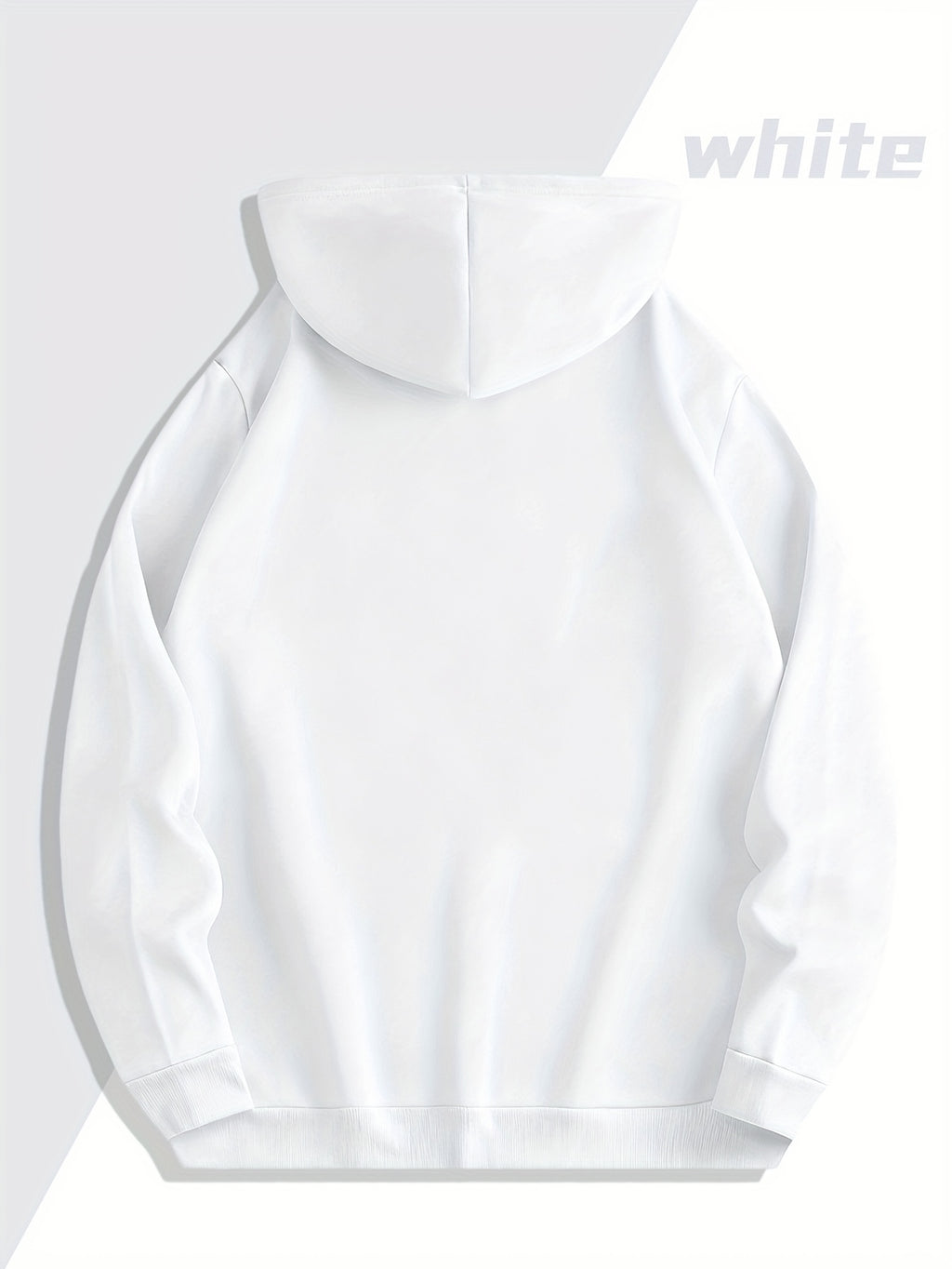 Men's -Lined Hooded Sweatshirt, Casual Versatile Fashion Streetwear Pullover Hoodie - White