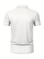 Summer Shirt, Breathable Daily Wear Quick- Fabric Business Casual Short Sleeve with Collar and Button Details, Comfortable and Breathable Micro-Texture Shirt for Casual Attire - White