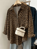 Women's Leopard Print Casual Shirt - Khaki