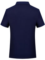 P176# Men'S Short Sleeve Polo Shirt with Black Horse Graphic Print, Outdoor Casual Breathable Top, Button-Up Collar, Golf Apparel, Inner And Outer Wear, Skin-Friendly Fabric, Men'S Fashion T-Shirt - Navy Color