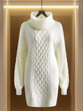 Vica-Style High-Neck Sweater, Loose And Solid Color Design for Autumn And Winter, Suitable for Home, Leisure, And Commuting - White