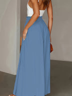 Spring/Summer New Fashion Elegant Loose High-Waist Women'S Wide-Leg Pants - Sky Blue