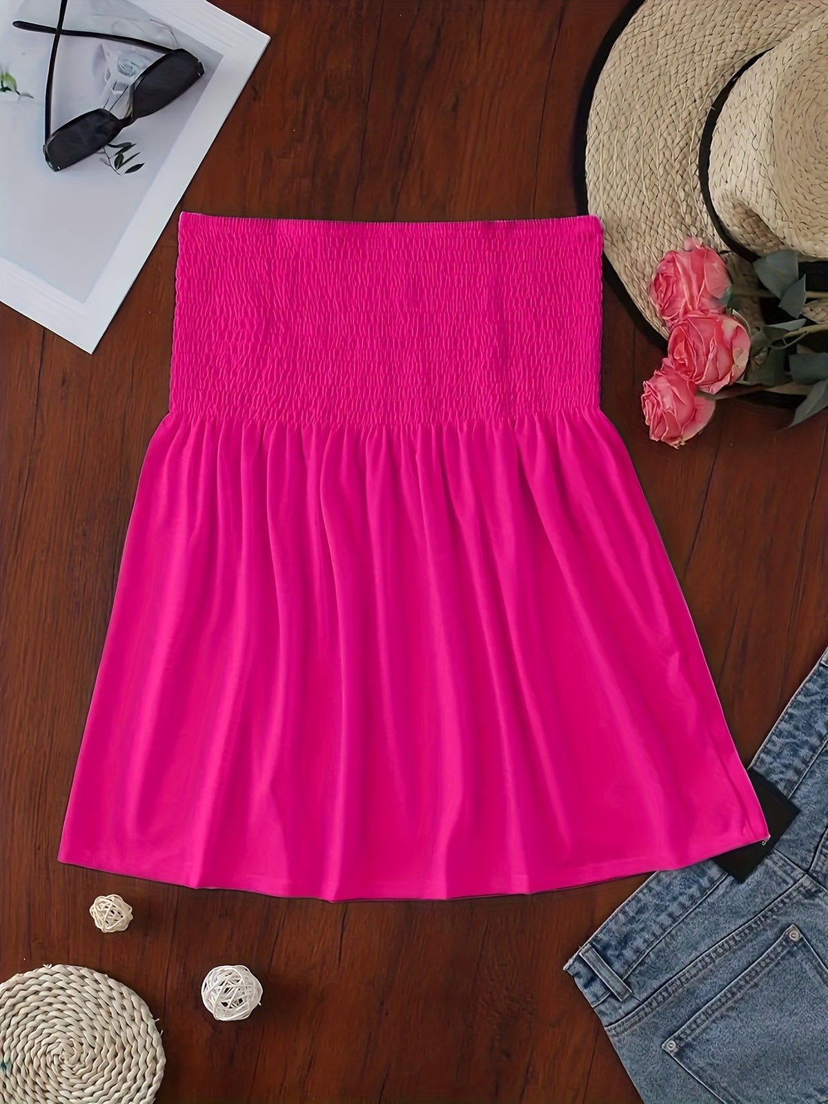 Women's Sexy Fashion Satin Off-Shoulder Crop Tube Top - Rose Red