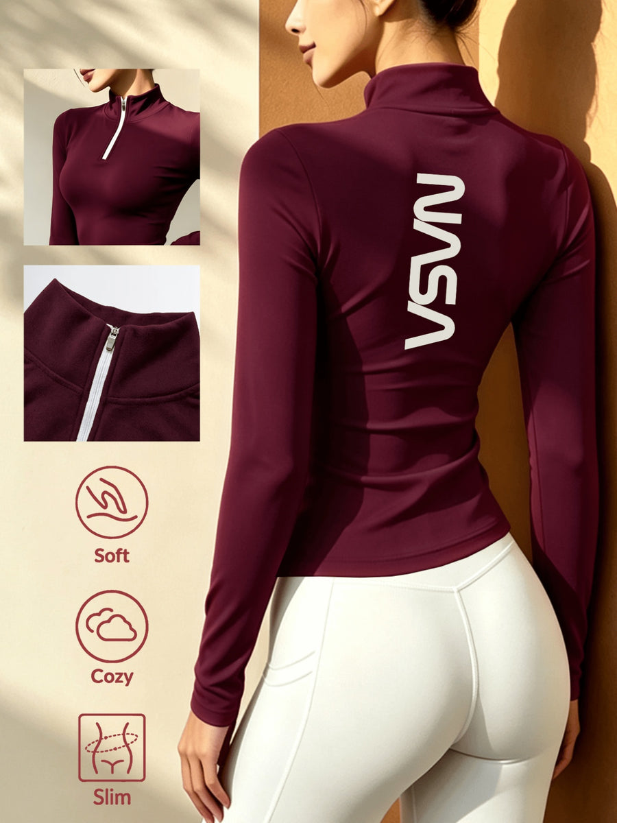 Women'S Soft Zipper Inner Top, Perfect for Cold Autumn And Winter Like Cycling, And Fitness - Burgundy