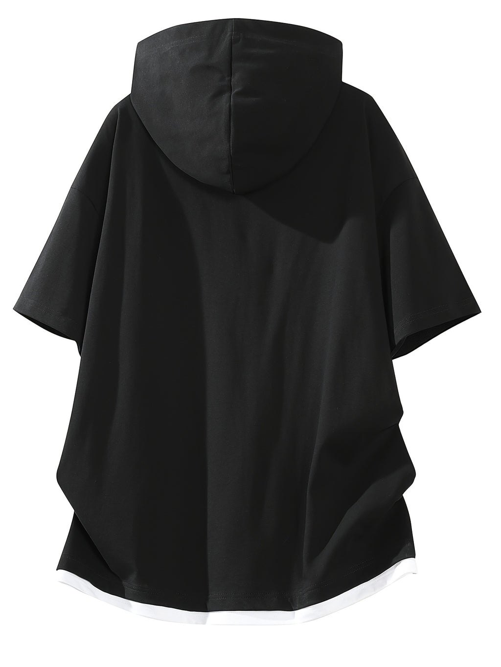 Hooded Short-Sleeve T-Shirt, New Summer Fashion V-Neck Men's Top, Casual Sportswear for Men - Black