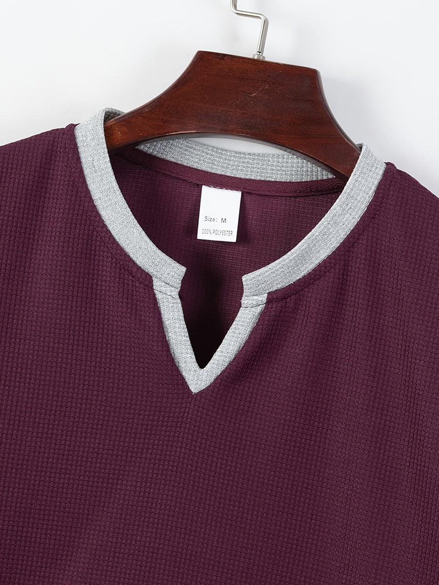 Business Elegant Solid Color V-Neck - Burgundy