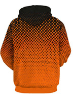 Men's Long Sleeve Pullover Hoodie, Black Orange Gradient Geometric Dot Square Print, Digital Print, Drawstring Hood, Ribbed Cuff Hem, Polyester, Casual, Daily Wear Weekend Leisure, Spring Autumn - Mixed colors