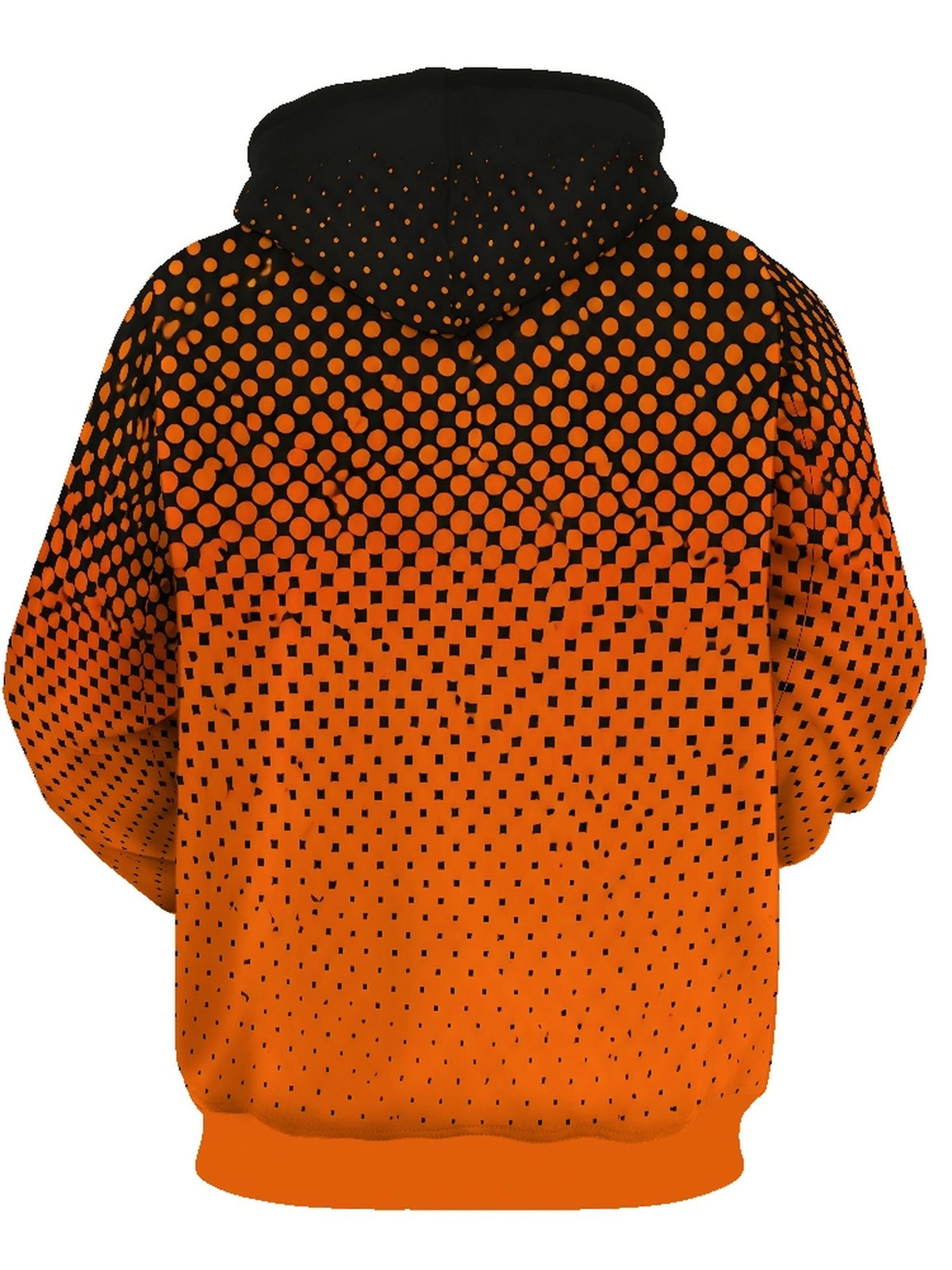 Men's Long Sleeve Pullover Hoodie, Black Orange Gradient Geometric Dot Square Print, Digital Print, Drawstring Hood, Ribbed Cuff Hem, Polyester, Casual, Daily Wear Weekend Leisure, Spring Autumn - Mixed colors