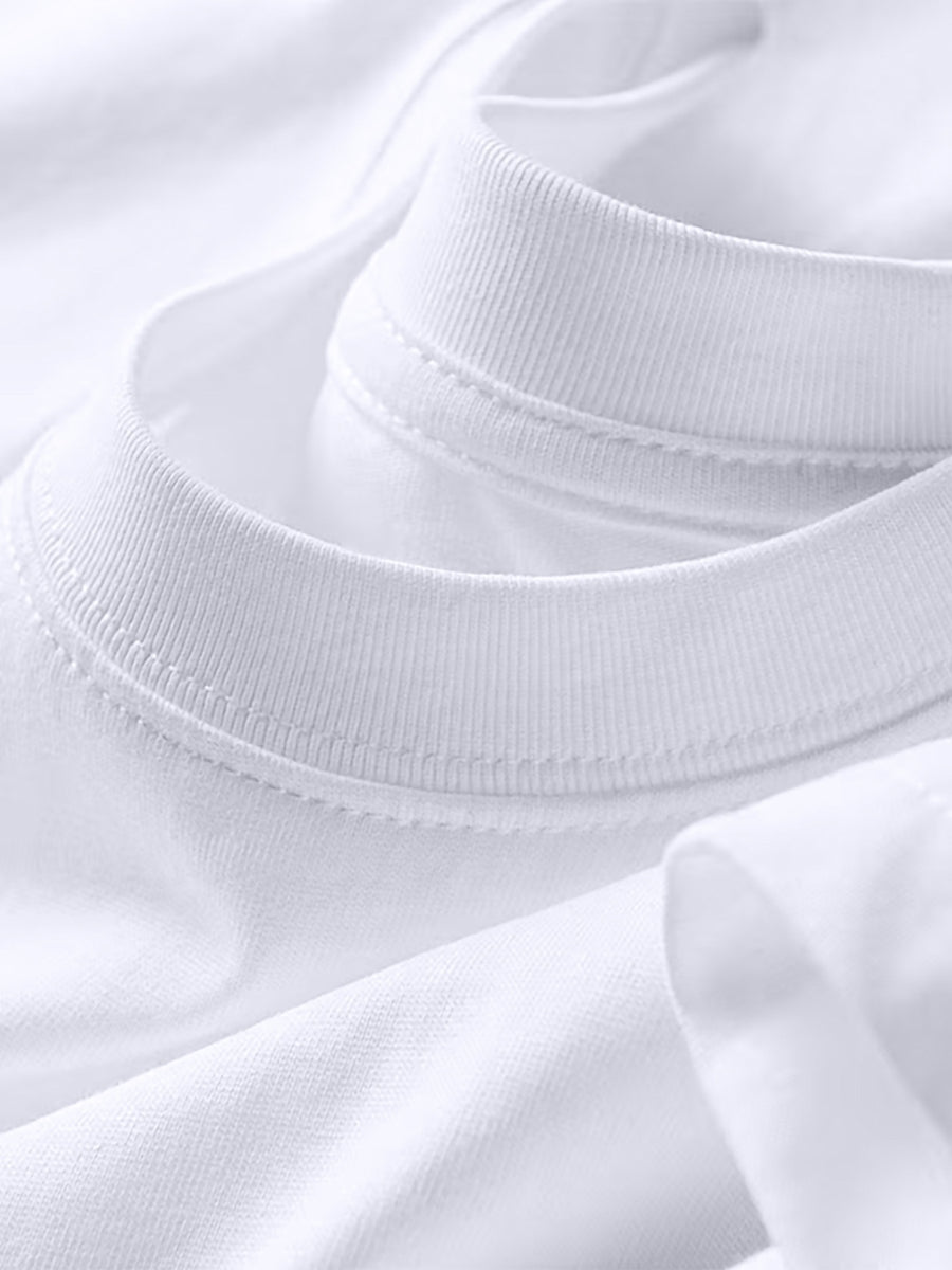 Men's Casual Summer New Solid Color Pure Cotton T-Shirt for Daily Wear, High-Quality Cotton Material, Classic Fit, Comfortable Style, Machine Washable, Suitable for Multi-Scene Outfits, Preferred Outdoor Apparel for Fitness and Outdoor Sports - White