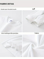 New Spring And Autumn Oversized Long-Sleeve T-Shirt for Men, Featuring a Trendy Print, Made of Heavy, Perfect for Casual Outdoor Sports - White