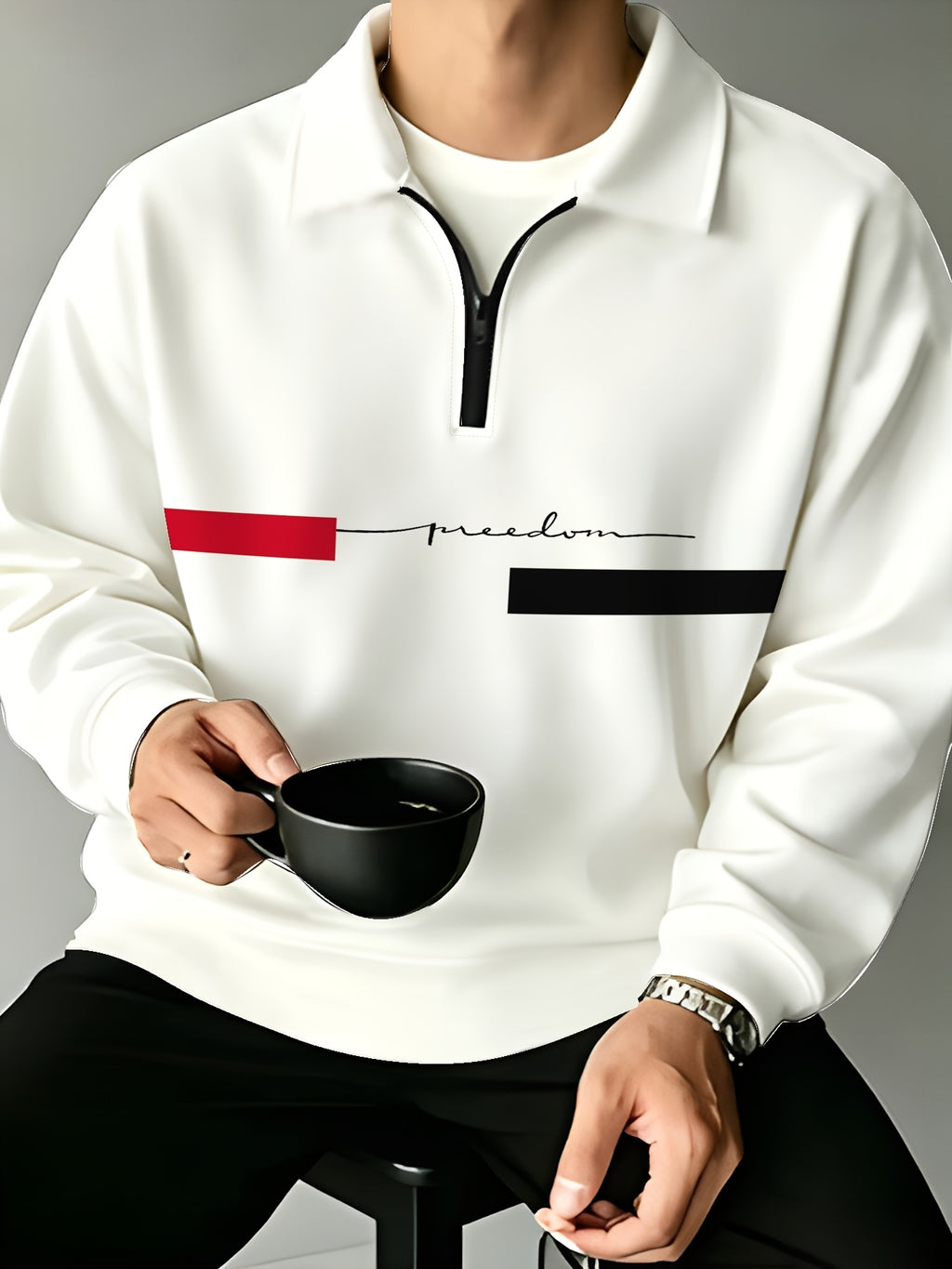 Men's Fashion Half-Zip Sweatshirt, Casual Novelty Men's Sweatshirt, Essential Choice for Home and Leisure - Mixed colors