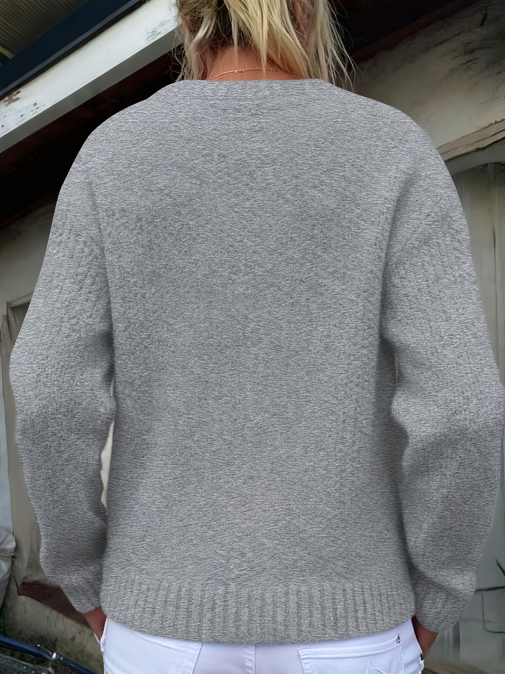 Women'S Thick Needle Sweater, Suitable for Autumn And Winter, Casual Warmth, Elegant And Versatile, Ideal for Holiday Parties. Long-Sleeved Shirt - Grey