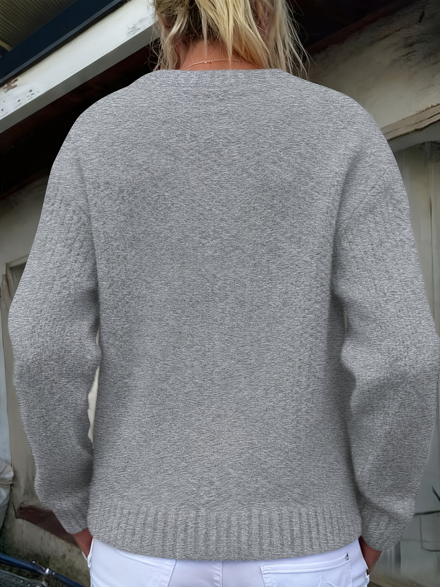 Women'S Thick Needle Sweater, Suitable for Autumn And Winter, Casual Warmth, Elegant And Versatile, Ideal for Holiday Parties. Long-Sleeved Shirt - Grey