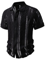 Joshimei OBM Men'S Hollow Texture Jacquard Needle Pulled Sweater Elastic Casual Vacation Style, Knit - Black