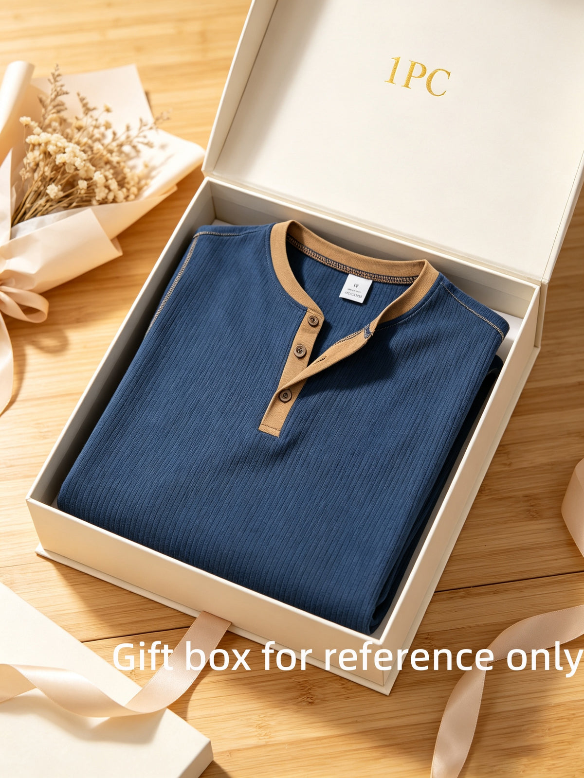 1pc Men'S Spring Summer Casual Henley Shirt, Long Sleeve T-Shirt, Retro Color-Block Trimmed Button-Front, American Easy Versatile Base Layer, Casual Commute Date Comfortable Top Single Pc - Navy Color