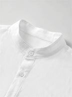 Zhiyu OBM Men's New Stand Collar Solid Color -Look Long Sleeve Shirt 4pcs Set, Simple Stand Collar Design, High-Quality Men's Long Sleeve Button- Shirt for Spring, Autumn, and Winter - Suitable for Outdoor Leisure, Vacation, Travel, and Formal Wear - White + Sky Blue + Pink + Rose Red