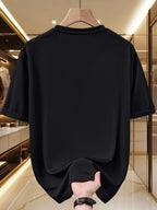 Men'S American Retro Letter Print New Arrival Comfortable Fashion Casual T-Shirt, Easy Care, Business Casual Style, Breathable, Comfortable, Ideal Top for Outdoor Sports - Black
