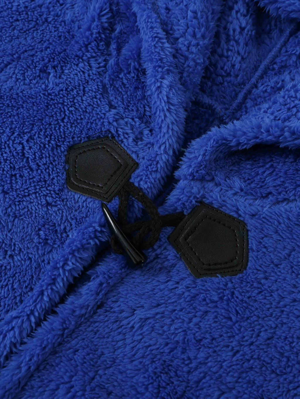 Plus Size - 1pc Faux Horn Button Size Free Solid Color Fashion Hooded Cape - Multicolor-Blue