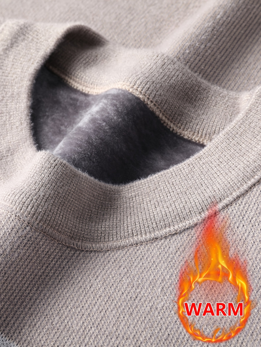 Minimalist Urban Fleece Round Neck Sweater Warm City Casual, Knit - Camel
