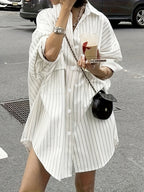 Women'S Shirt, Oversized Loose Casual Pocket Long Sleeve Shirt, Casual Wear - White