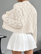 Spring 2026 Spring/Summer Women'S Handcrafted 3D Floral Embellishment Western Fashion Elegant Solid Lace Crochet Cardigan Top Jacket Women'S, Suitable for Daily Wear And Commuting, Spring Outing, All Seasons, Versatile Style - Apricot