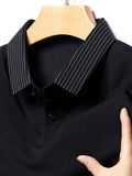 Men'S Shirt Collar Faux Two-Piece Polo Sweater, Suitable for Middle-Aged Men, Commute And Business Gatherings - SINBOS, Knit - Black