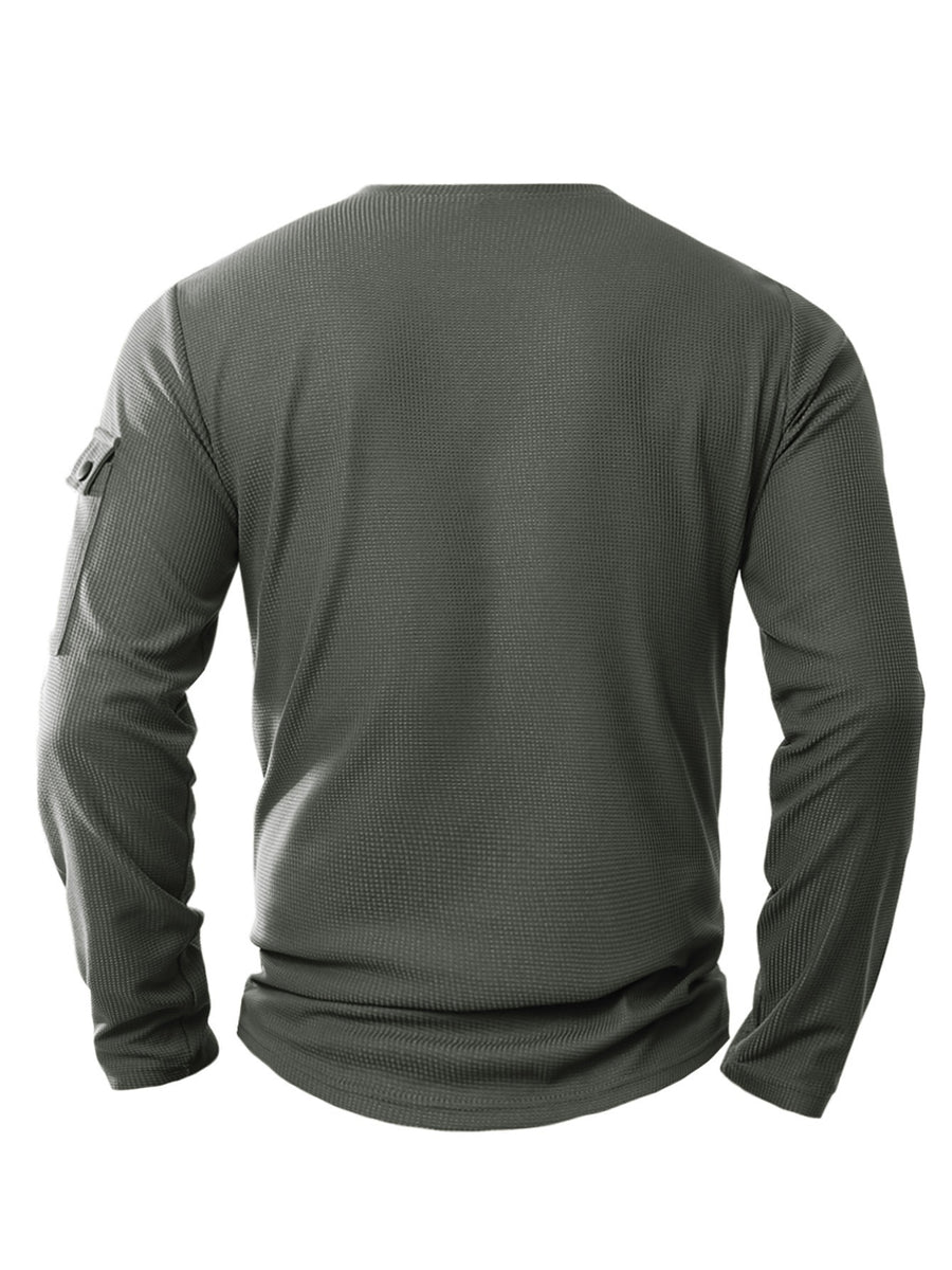 New Men's Waffle Knit Fake 2pcs Polo Shirt with Print, Sporty Fitness Leisure Comfortable Top - Grey