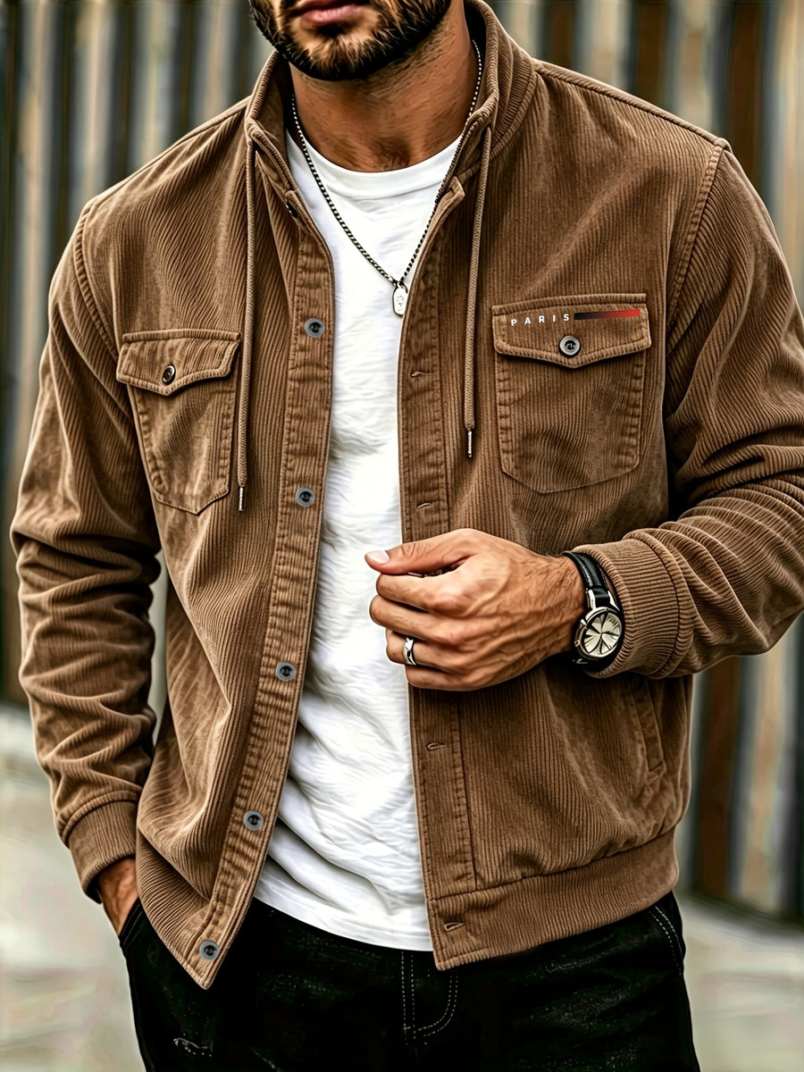 Autumn/Winter New Corduroy Jacket, Casual Top for Men, Suitable for Various Occasions - Including Men, Adults, Students, Couples, Outdoor, Street Style. Men'S Casual Corduroy Jacket, Suitable for Commuting And Outdoor Activities - Dark Brown