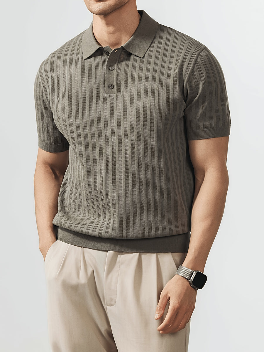 Sophisticated Casual Men'S Ice Cool Knit Polo Shirt Men'S Round Neck Bad Boy Style Short Sleeve Summer Trendy Brand POLO Shirt Lapel Top - Light Green