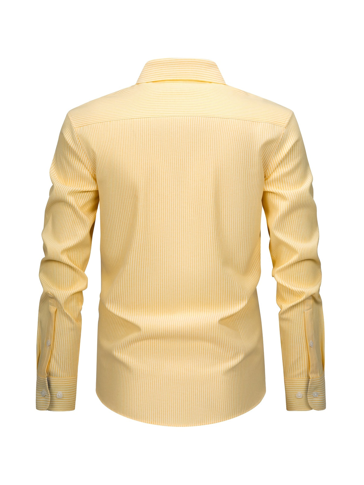 New Cotton Oxford Shirt for Men, Casual Fashion Long Sleeve with Collar and Cuff Patchwork Design, Comfortable and Fitted Business Loose Shirt, Button-Up Striped Dress Shirt, Long Sleeve Collared Striped Dress Shirt for Office Work, Fine Stripe Shirt - Yellow Bottom White Strips