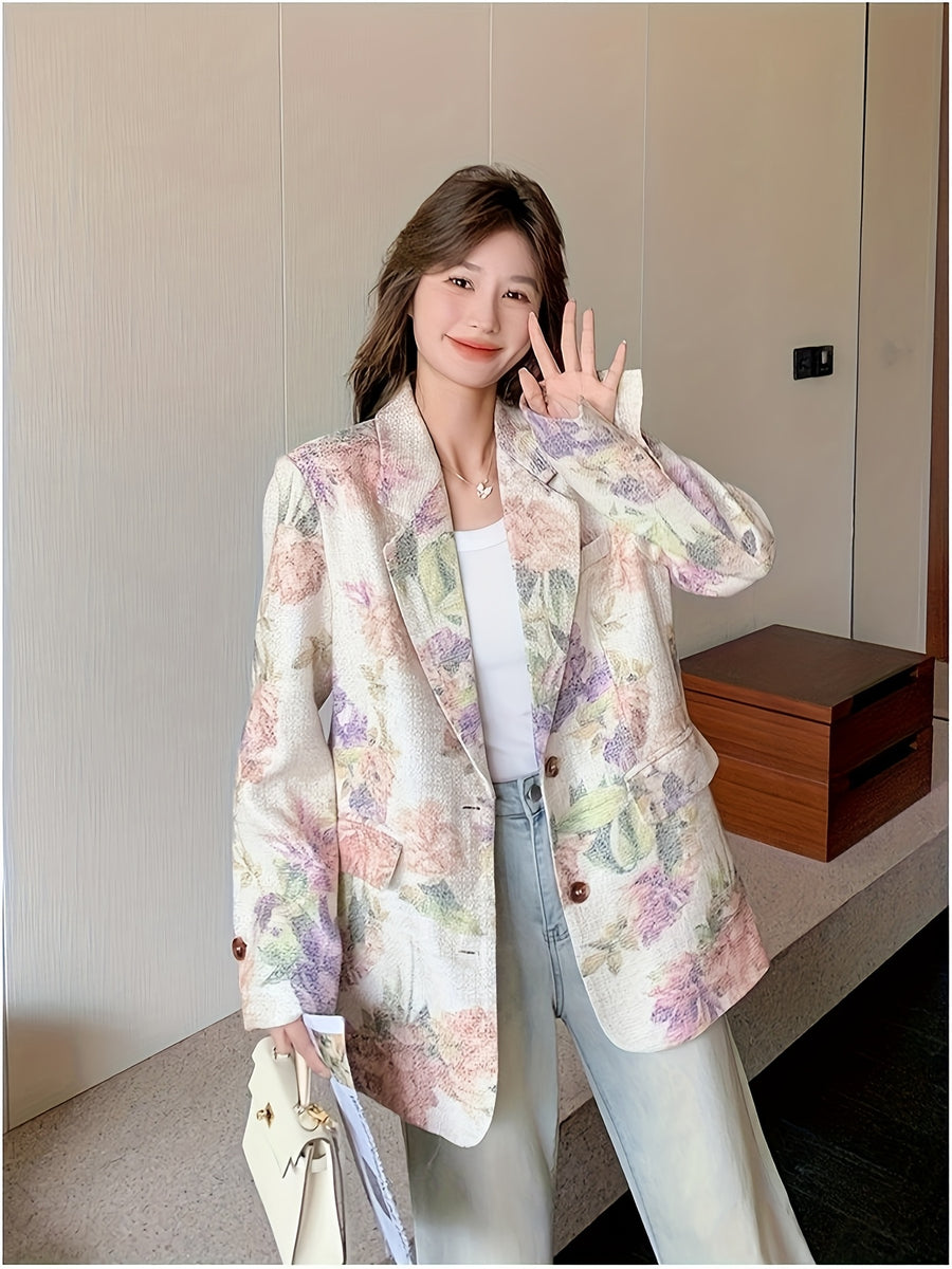 French-Style Vintage Printed Blazer for Women, 2025 Autumn New Arrival, Unique Design, Niche, Exquisitely Beautiful, Elegant, and Trendy Blazer - Multicolor