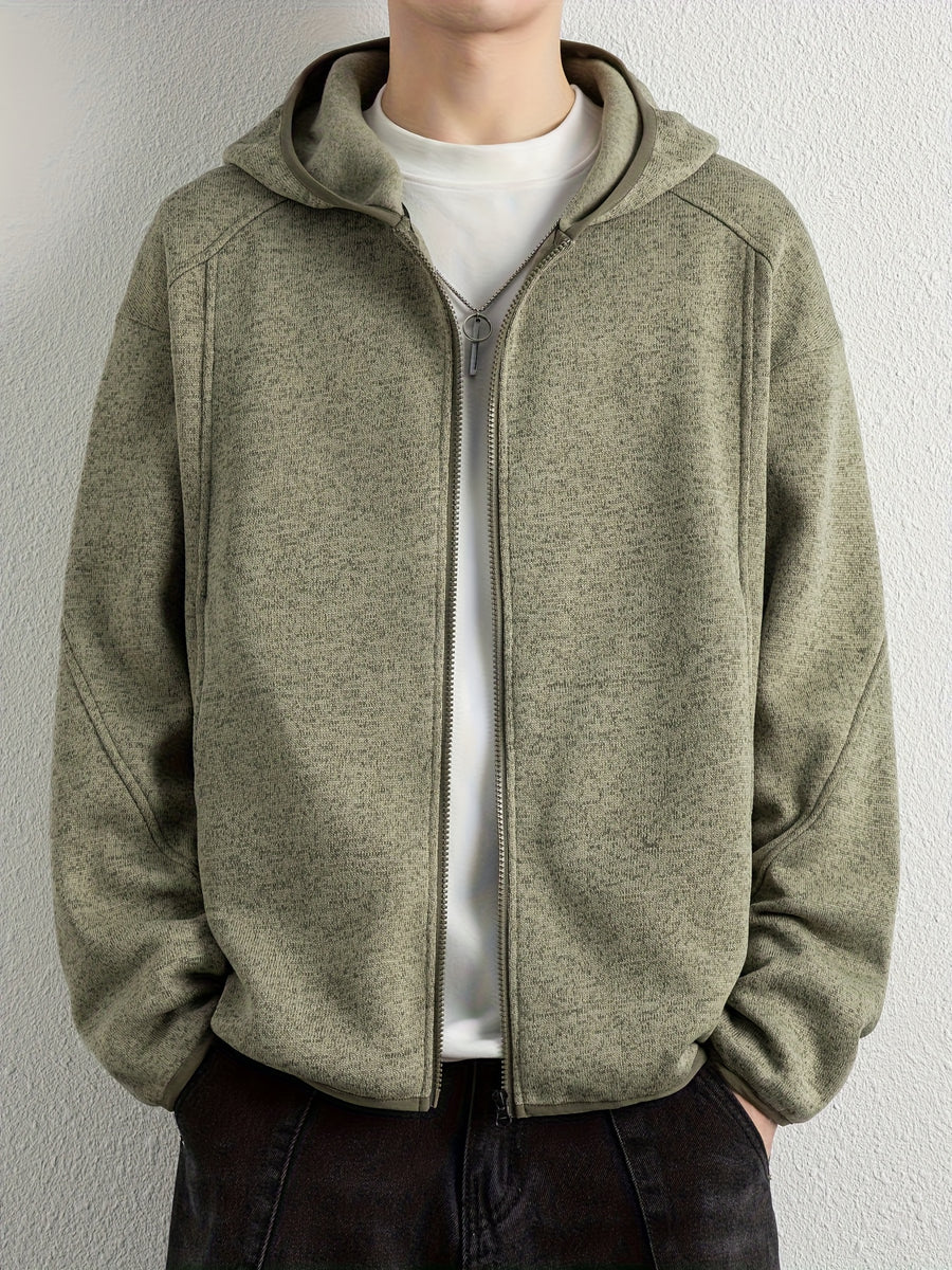 Men'S Spring And Autumn Hooded Sweatshirt Cardigan, Basic Jacket, Multiple Colors Available, Casual Zipper Design, Easy to Wear. Pair with Solid Color Base Pieces, Easily Integrates Into Various Fashion Trends, Practical And Minimalist Fashion - Pea Green Color