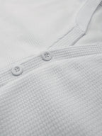 Men'S Henley Short Sleeve T-Shirt by Pearson OBM - A Breathable Waffle Knit Summer Tee Featuring a Button Front, Solid Color V-Neck, Machine Washable for Outdoor And Casual Wear, Stylish Button Details, Lightweight Fabric, And Easy-Care Material - White