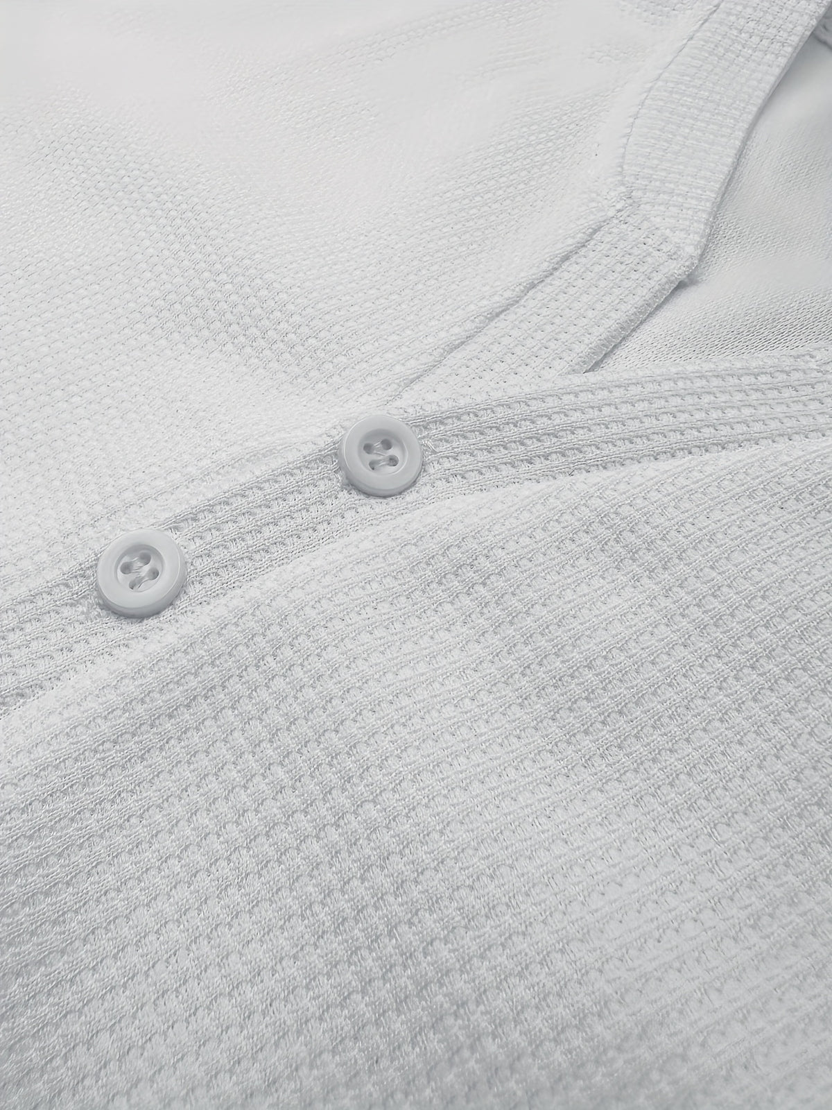 Men'S Henley Short Sleeve T-Shirt by Pearson OBM - A Breathable Waffle Knit Summer Tee Featuring a Button Front, Solid Color V-Neck, Machine Washable for Outdoor And Casual Wear, Stylish Button Details, Lightweight Fabric, And Easy-Care Material - White