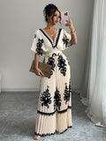Stylish and Versatile Printed Jumpsuit - Apricot Flower Print