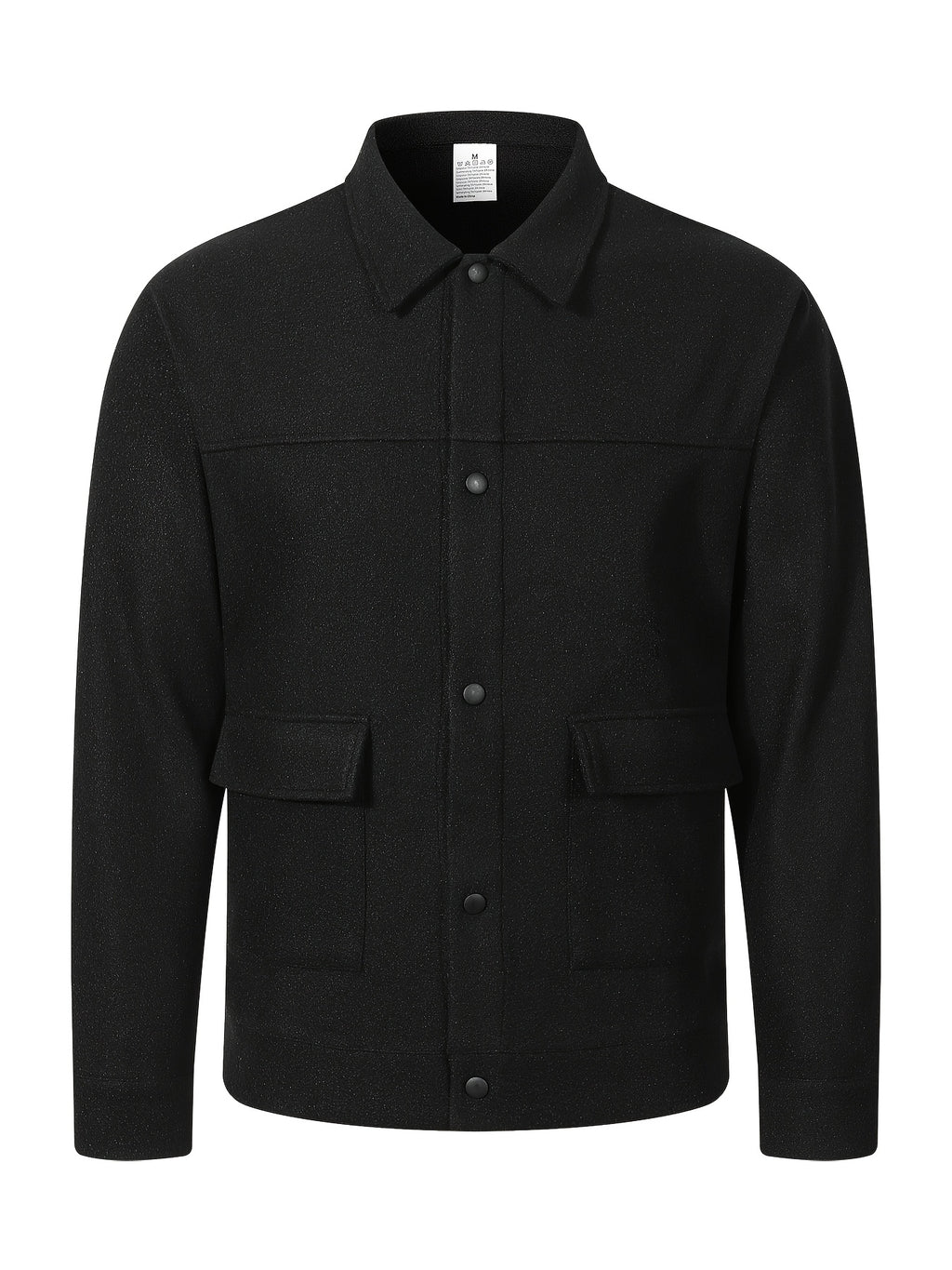 New Men's Solid Color Lapel Jacket, Autumn/Winter Casual Comfortable Outerwear, Versatile Workwear Style Trench Coat for Men - Black