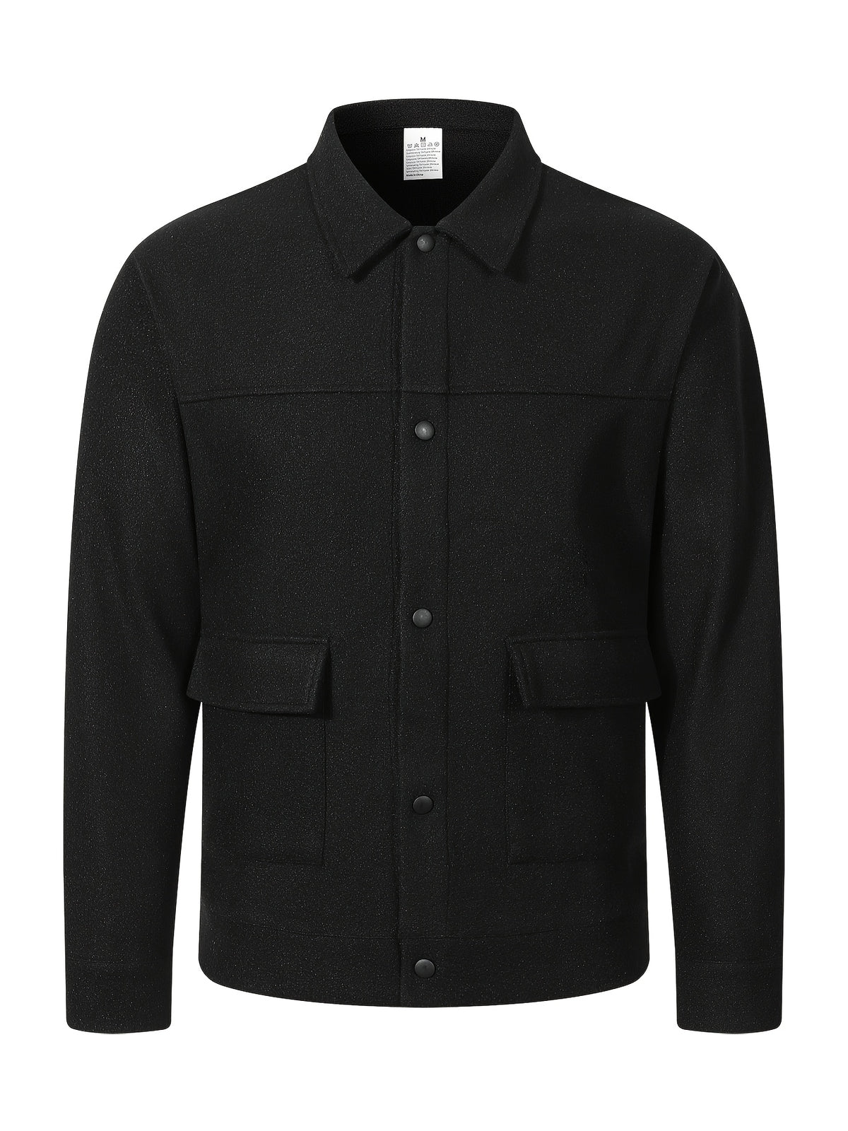 New Men's Solid Color Lapel Jacket, Autumn/Winter Casual Comfortable Outerwear, Versatile Workwear Style Trench Coat for Men - Black