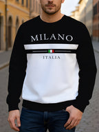 2pcs Men's Crew Neck Sweatshirt - Casual Printed Top, Outdoor Leisure Crew Neck Sweatshirt, Basic Versatile Style with Print - Mixed colors