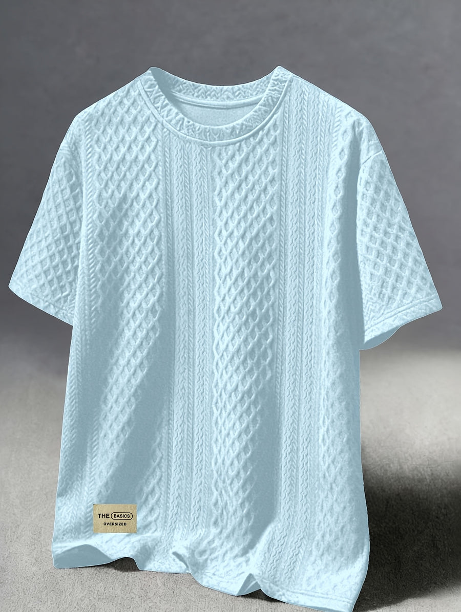 Men's New Textured Fabric Crew Neck T-Shirt - Sky Blue