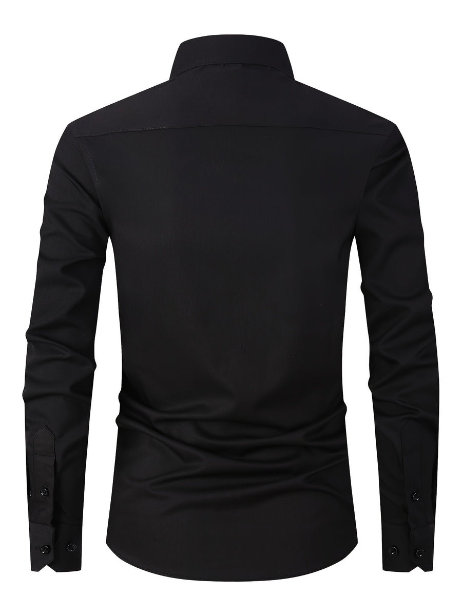 New Fashion Casual Stand Collar Long Sleeve, Smart Casual - Black
