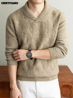 Men's Heavyweight Thick -Neck Sweater - Warm Winter Pullover Sweater Suitable for Fall & Winter, Casual Layering Top, Solid Color Regular Fit Sweater for Office, Outdoor, Casual Attire, Hand Washable Thick Sweater - Coffee Color